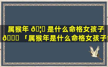 属猴年 🦅 是什么命格女孩子 💐 「属猴年是什么命格女孩子命运」